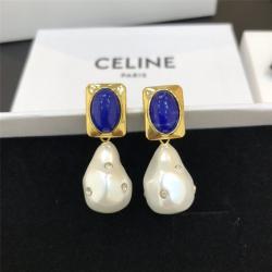 Celine/赛琳香港官网法式优雅巴洛克异性珍珠蓝宝石耳环