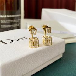 DIOR迪奥上海奢侈品购物Tribales镀金金属和白色水晶耳环