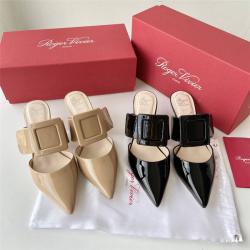 Roger Vivier RV中国官网女鞋新款饰扣漆皮穆勒鞋