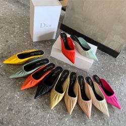 DIOR迪奥官网正品奢侈品代购网站女鞋真皮尖头穆勒鞋高跟半托鞋