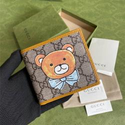 GuccixKAI联名新款古奇官网泰迪熊对折钱包660159