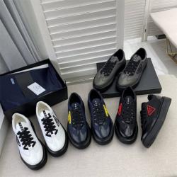 Prada/普拉达香港官网男鞋男士尼龙和皮革三角标运动鞋
