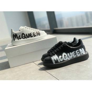 麦昆官网专享McQueen Graffiti印花运动鞋小白鞋698614