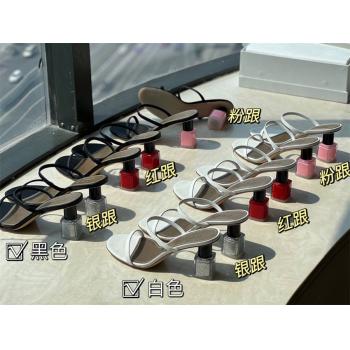 LOEWE罗意威中国官网山羊皮革指甲油鞋跟高跟鞋凉鞋L814465