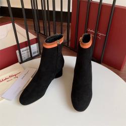 Ferragamo/菲拉格慕香港官网新款麂皮羊京反绒短靴女靴