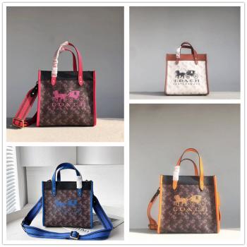 蔻驰正品女包COACH C8456 FIELD TOTE 22小号印花马车托特包