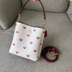 蔻驰官方旗舰店COACH CA249 MOLLIE BUCKET BAG 22号爱心印花水桶包