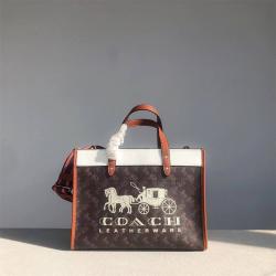 淘宝代购COACH蔻驰女包C8458 FIELD TOTE 30号马车印花托特包