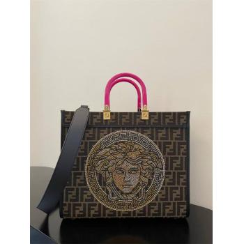 芬迪范思哲Fendi Versace 8BH386 Sunshine联名中号购物袋托特包