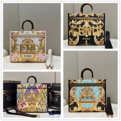 芬迪范思哲Fendi Versace 8BH386 Sunshine中号联名购物袋托特包