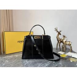 FENDI芬迪8BN290 PEEKABOO ICONIC 中号褶皱油蜡皮手袋