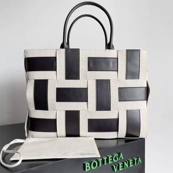 bottega veneta BV葆蝶家中国官网755219 Arco Tote 帆布拼皮托特包