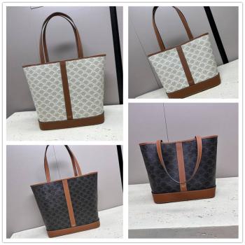 Celine思琳115082/115072 CABAS小号/中号标志印花牛皮革手袋托特包