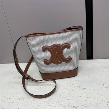 Celine思琳198242 CUIR TRIOMPHE小号条纹水桶包198243