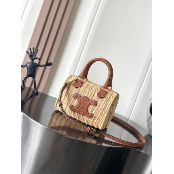 Celine思琳116562 BOSTON CUIR TRIOMPHE 小号柳条编织波士顿手提包