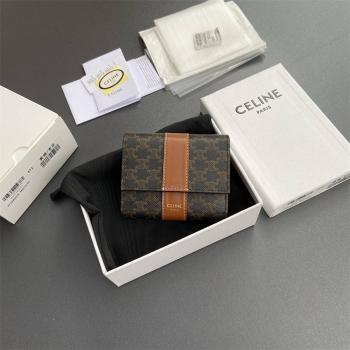 Celine思琳官网正品10D572小号标志印花三折钱包