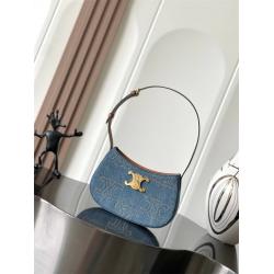 Celine思琳115702 TILLY中号TRIOMPHE饰钉牛仔布腋下包115703