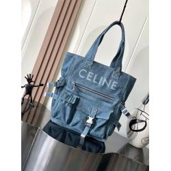 Celine思琳男包官网116072 字母徽标洗水牛仔布单肩包托特包
