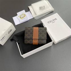 Celine思琳官网正品10D572小号标志印花三折钱包