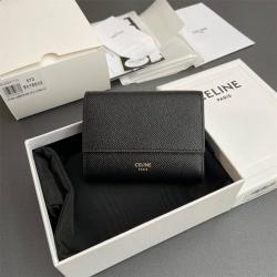 Celine思琳正品官网10B573/10H573小号粒面小牛皮三折钱包