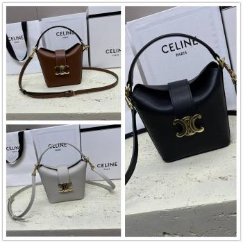 Celine思琳中国官网10K943 TRIOMPHE 迷你牛皮水桶包薯条包