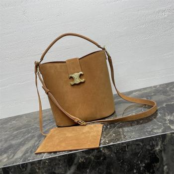 Celine思琳中国官网116613 LOUISE中号麂皮水桶包