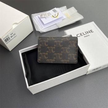 Celine思琳男包官网10J812标志印花名片包卡包