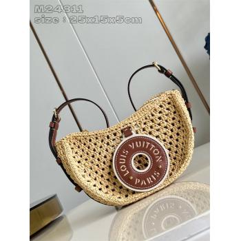 lv价格查询M24811 CROISSANT 中号拉菲草编织豌豆包