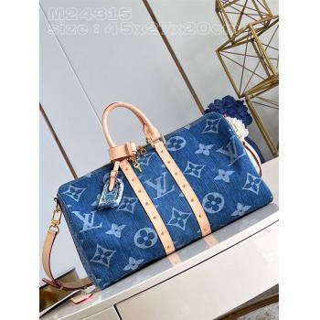 lv值得入手的经典款式M24315 KEEPALL BANDOULIÈRE 45 牛仔布旅行袋