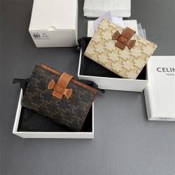 Celine思琳香港官网10B642 TRIOMPHE标志中号羊皮革钱包
