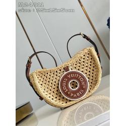lv价格查询M24811 CROISSANT 中号拉菲草编织豌豆包