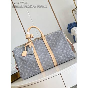 LV男包M13748牛仔布KEEPALL BANDOULIÈRE 45 旅行袋