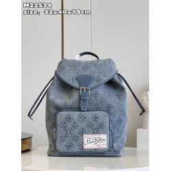 LV男包价格M22534 MONTSOURIS 牛仔布双肩包