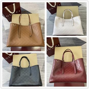gucci旗舰店古驰 815213 GG Emblem系列大号托特包购物袋（压纹牛皮）