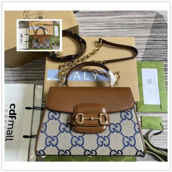 gucci英国官网古驰 703848/702049 Horsebit 1955系列新款手提包