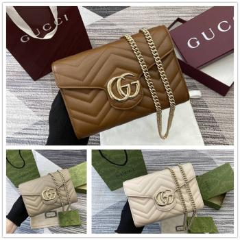 gucci香港官网网址古驰 474575 GG Marmont系列绗缝迷你链条包