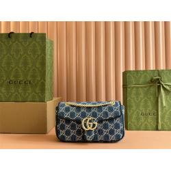古驰官方网站GUCCI 443497牛仔布GG Marmont系列链条包（镶钻）