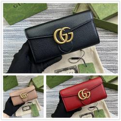 古奇和古驰的区别GUCCI 400586 GG Marmont牛皮革长款钱包