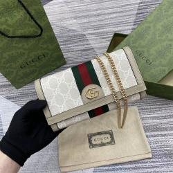 gucci中国官网古驰 772309 Ophidia系列链带钱包链条包