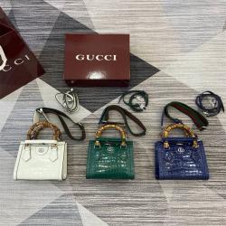 gucci官网中文官方网古驰 702732 Diana系列竹节小号托特包（鳄鱼纹）