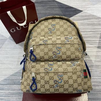 古驰官方网站GUCCI 800265 标识中号背包双肩包（蛇型帆布）
