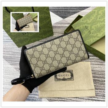 gucci官方网古驰 821803 GG Emblem帆布拉链钱包