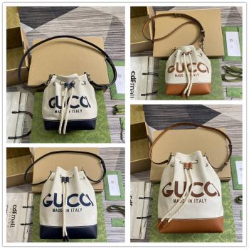 gucci意大利官网古驰 777166/772856 印花帆布水桶包