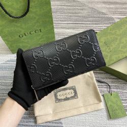 古驰包包报价GUCCI 625558 GG印花压纹拉链钱包（黑色）