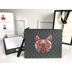 香港古驰GUCCI 547084 狼头印花手拿包