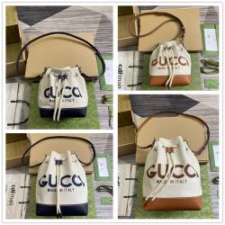 gucci意大利官网古驰 777166/772856 印花帆布水桶包
