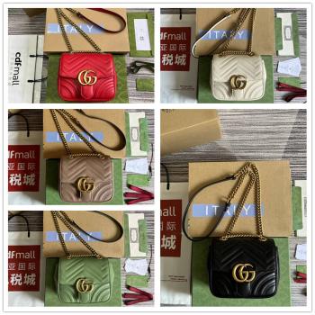 gucci包包古驰 739682 GG Marmont系列绗缝迷你方胖子链条包