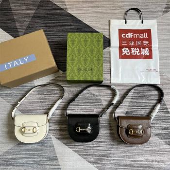 gucci旗舰店古驰 760191 Horsebit 1955系列迷你半圆形手袋马鞍包