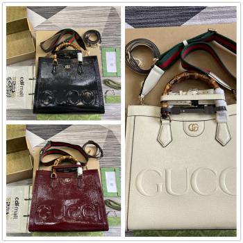 gucci美国官网古驰 678842 Diana系列竹节大号托特包（漆皮）