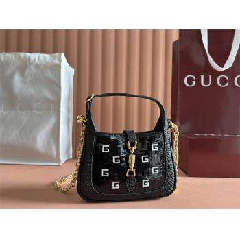 GUCCI古驰女包 675799/677027 Jackie 1961 GG蜥蜴皮迷你亮片钻腋下包